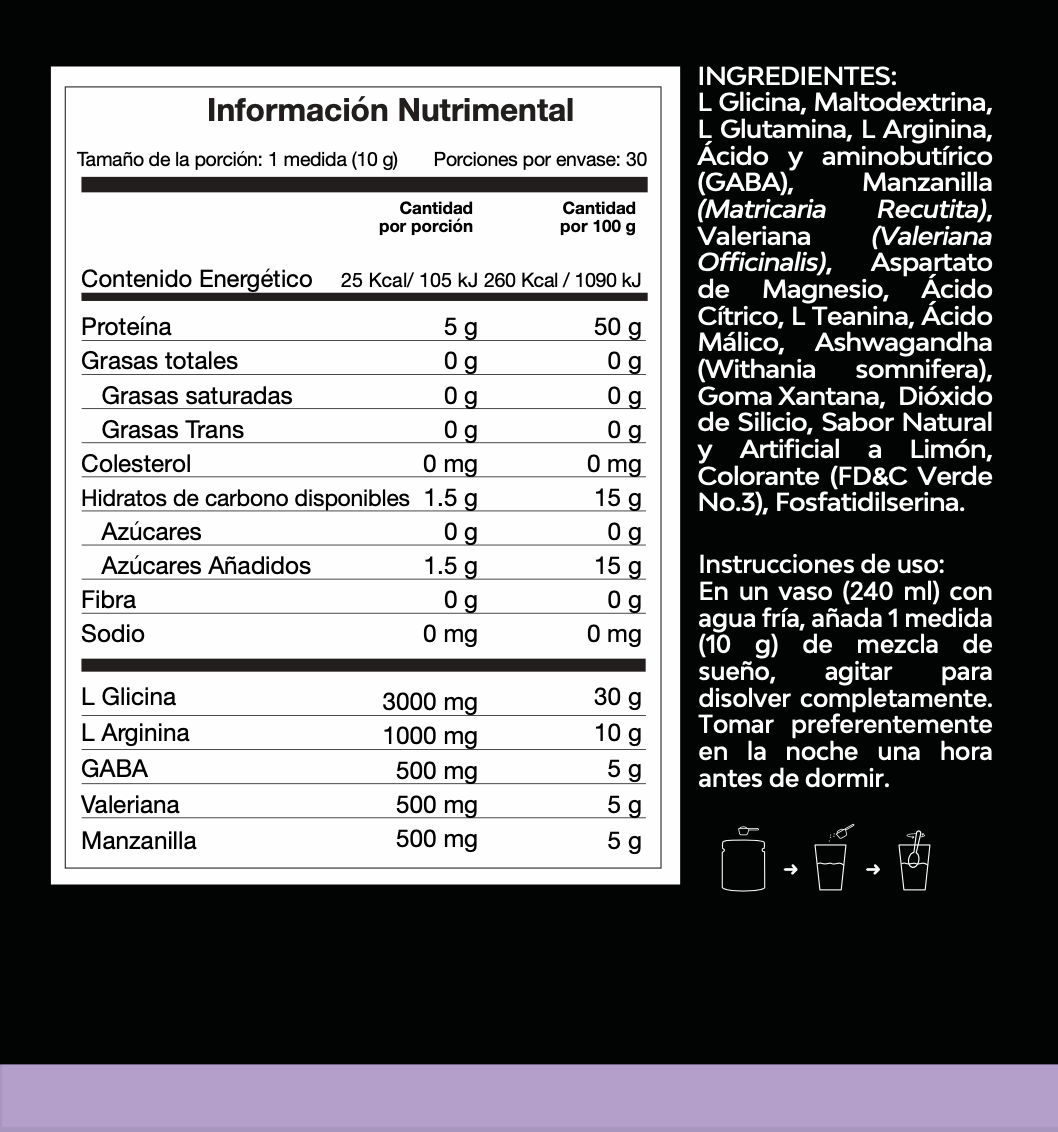 Mezcla de Sueño | Mezcla de Manzanilla, Valeriana, Magnesio y Teanina - Met5 Nutrition