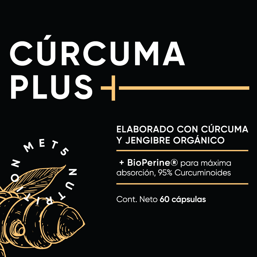 Cúrcuma plus +   (Paquete de 2  - 120 cápsulas) - Met5 Nutrition